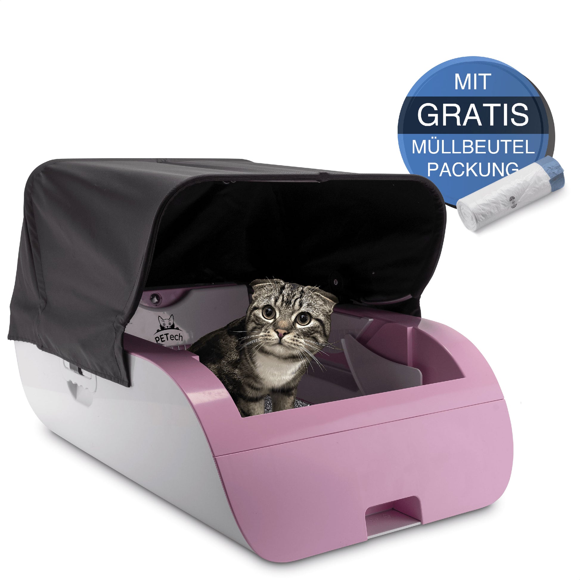 Katzenklo PETECH EvoScoop Pink mit Dach